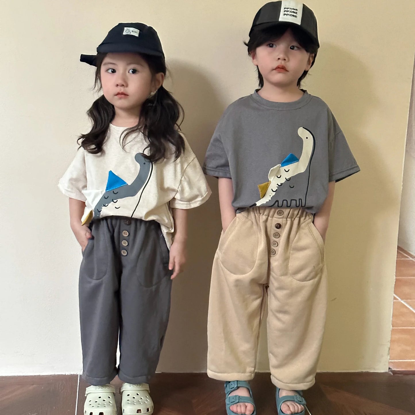Kids Clothes Boys Dinosaur T-Shirts Summer Girls Tee Cotton Boys Half Sleeve Shirt 2-7Y Unisex