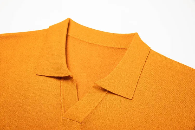 Men's Pullover Sweater With V-Neck, Business Casual Warm Polo, Male High Quality Cashmere Sweater