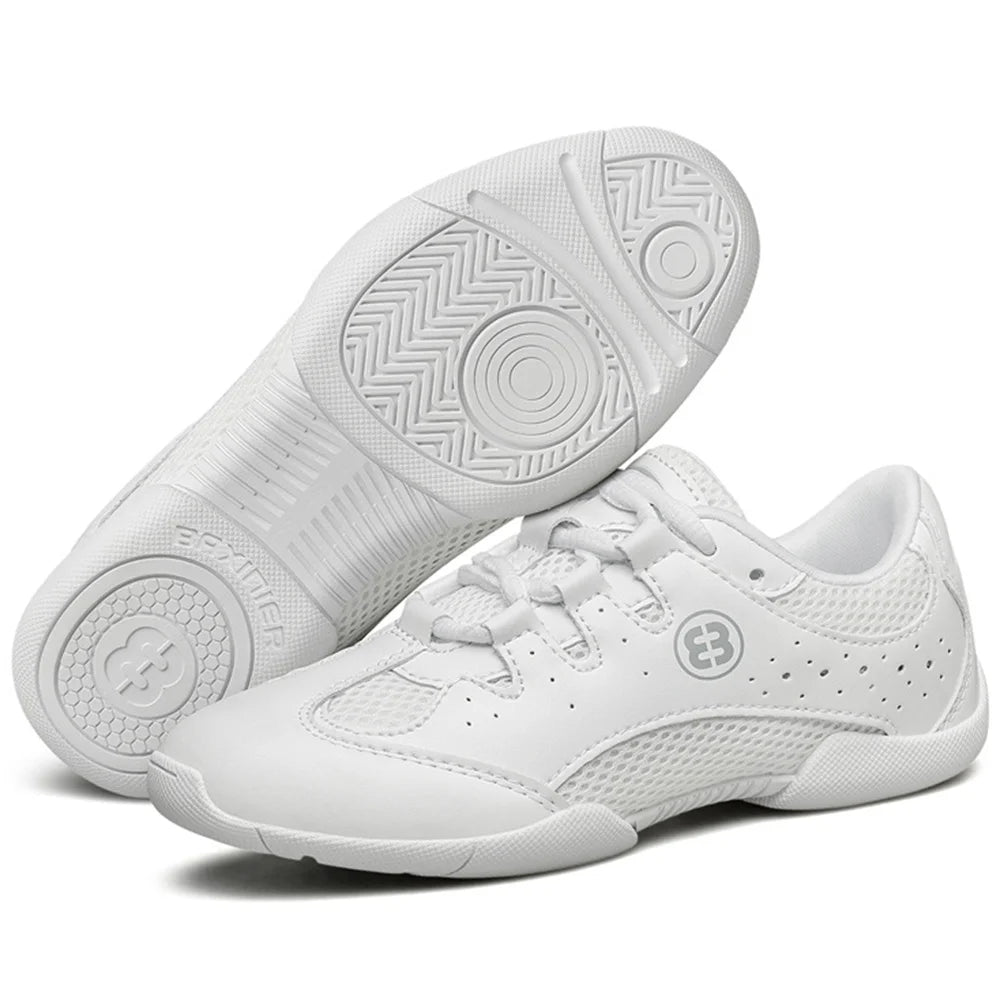 Girls White Cheerleading Shoes Lightweight Youth Cheer Competition Sneakers Kids Breathable Training Dance Tennis Shoes