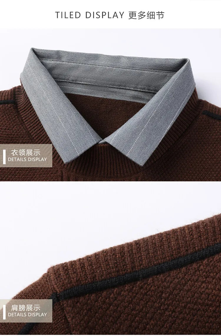 Men's Solid Colour Sweater, Stretchy and Warm For Autumn, Suitable For Business Casual and Male Daily Commute