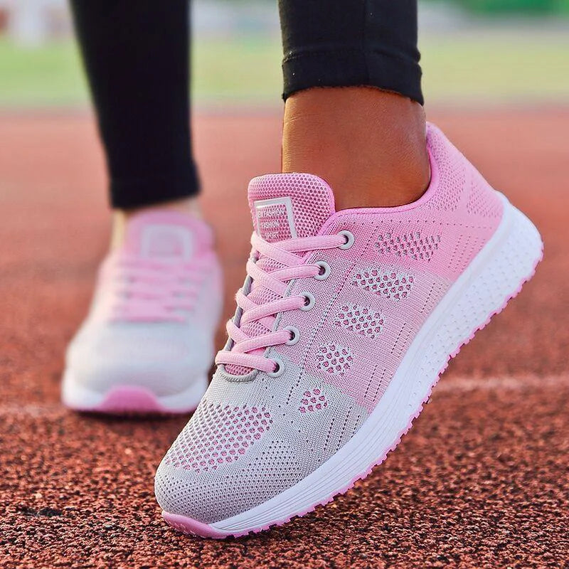 2025 Nieuwe mode damessneaker platte damesschoenen mesh stof casual sneaker dames veterschoenen vrouwelijke sneakers voor dames