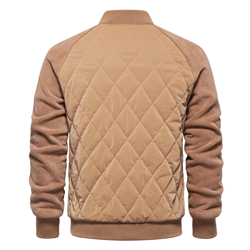 Men's Patchwork Thick Fleece Lined Baseball Bomber Jacket Winter Warm Outwear Jackets Coats for Men
