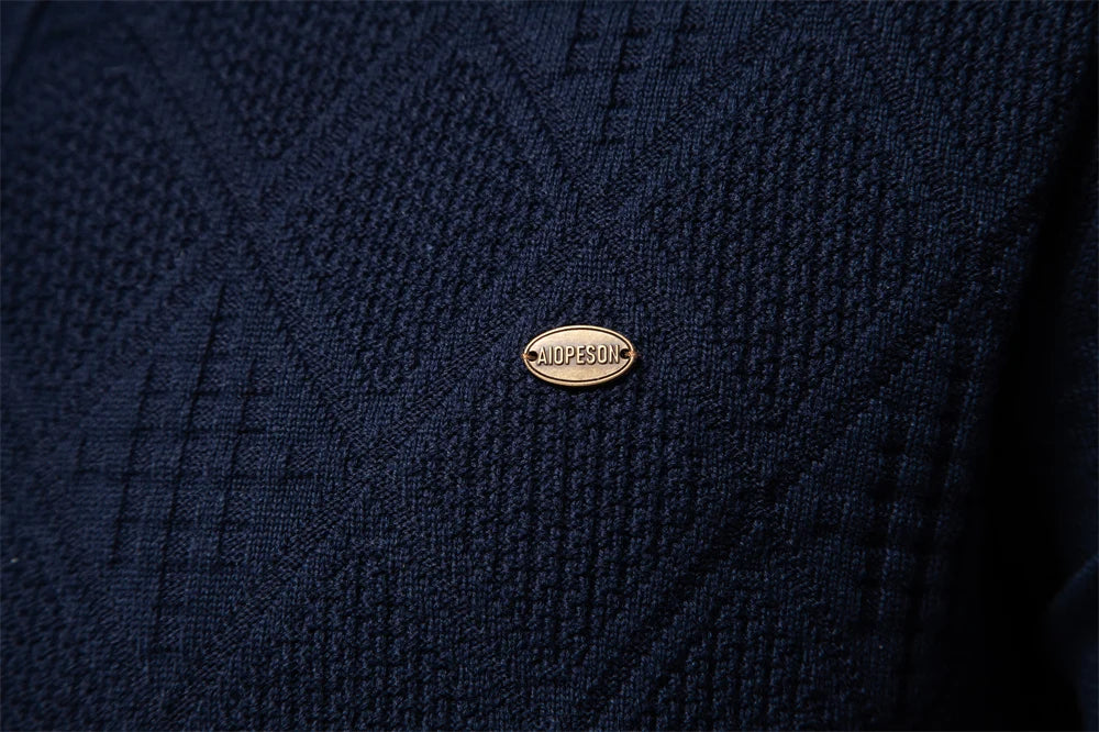 Men's Autumn Cotton Polo Neck Sweaters High Quality Pullover Knitted Sweater England Style Casual Social Pullover For Men