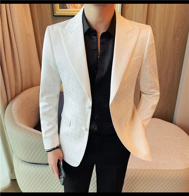 Men's Floral Print Blazer Jacket - Slim Fit Single-Breasted Business Casual Style Autumn Winter Formal Male Coat