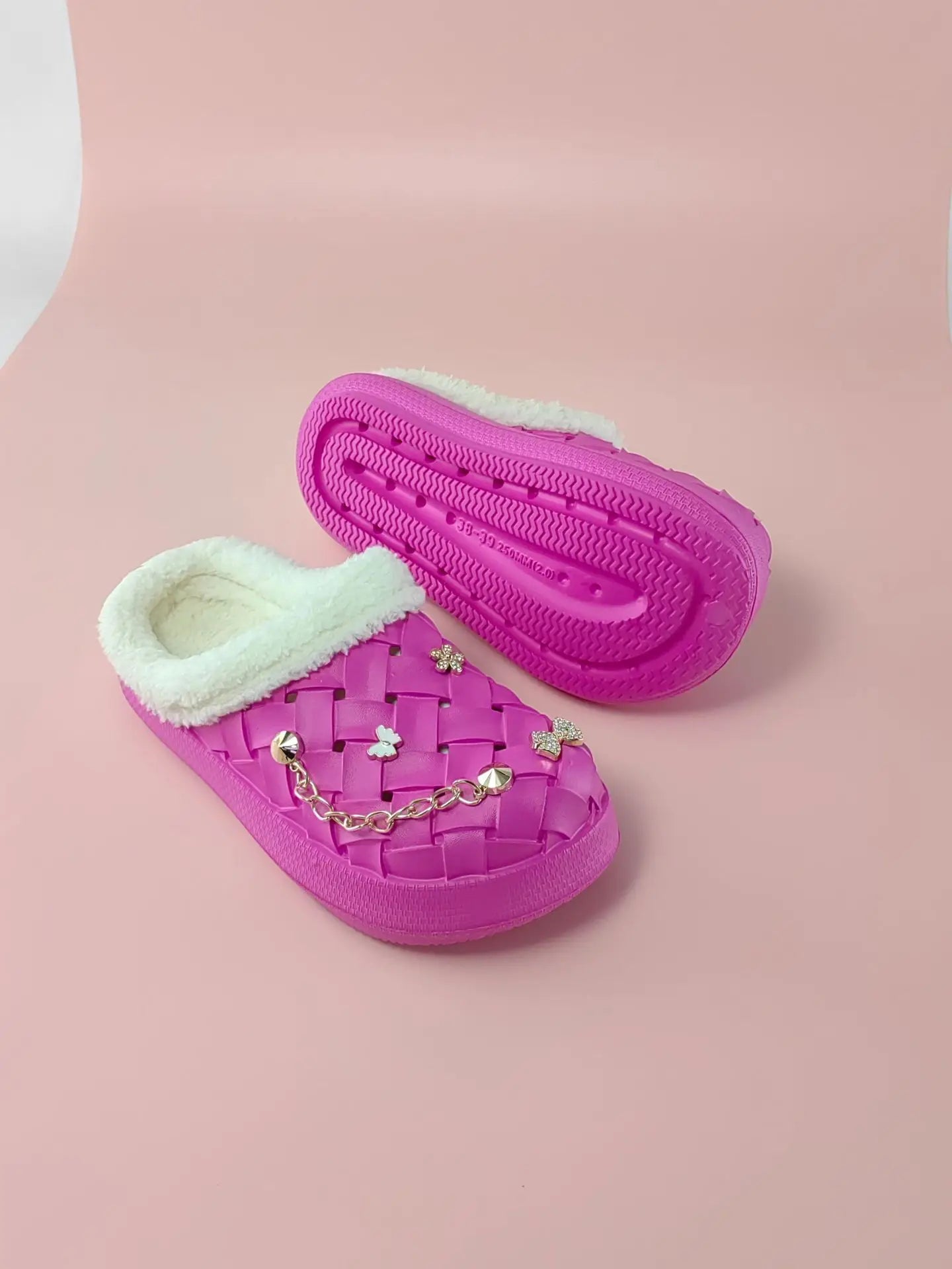 Kids' Slippers House Shoes Cartoon PU Leather Bow Winter Shoes Warm Anti-Slip Soft Bottom Shoes For Girls Size 40-45