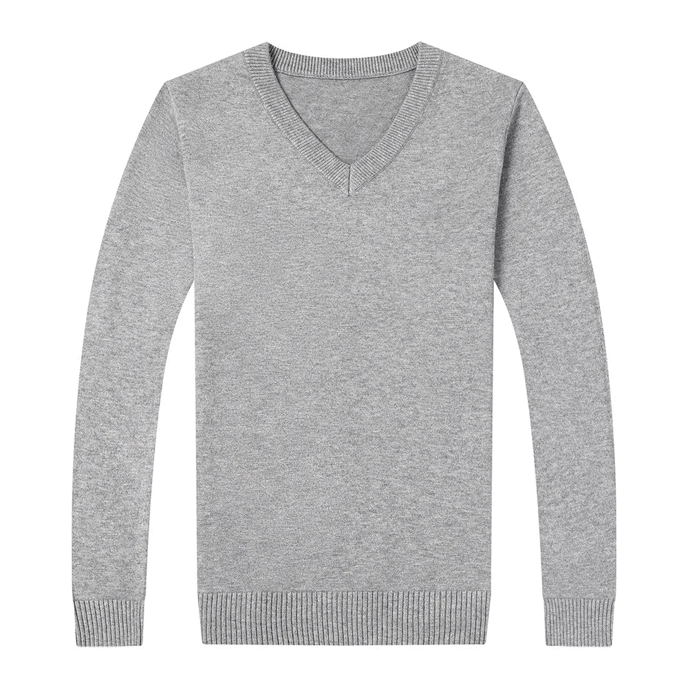 Men's High Quality Fashion Brand, Woollen Knit Pullover V-Neck Sweater, Autumn and Winter Casual Male Jumper