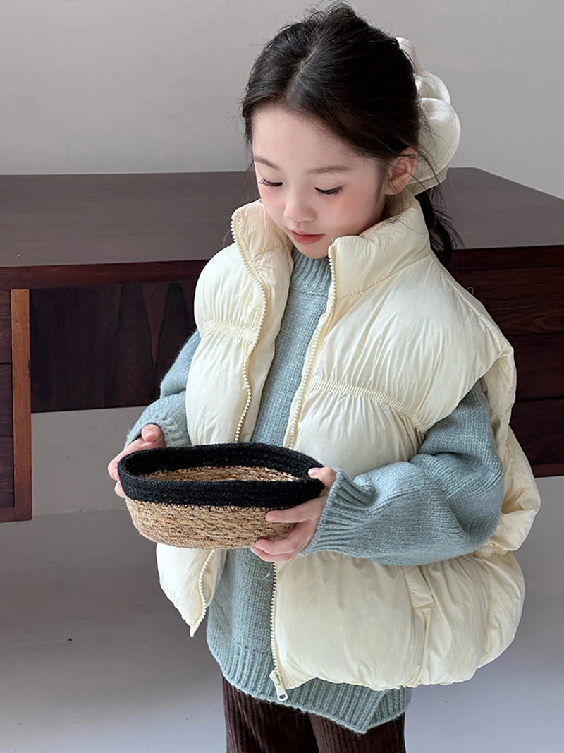 New Autumn & Winter Kids Vest Children's Thickened Turtleneck Waistcoat Korean Style Girls Boys Trendy Warm Outwear 2-6Y Unisex