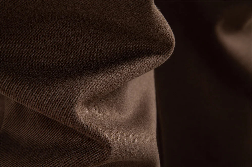 Men's Thermal Pants Solid Colour Winter Warm Casual Trousers Elastic Waist with Drawstring Slim Fit Zipper Pants