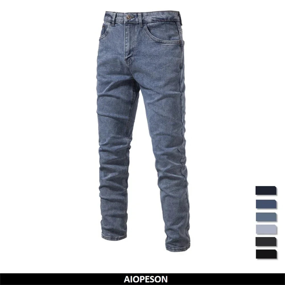 Men's Autumn Denim Jeans Pants Slim Fit Straight Quality Cotton Jeans Business Casual Denim Pants For Men