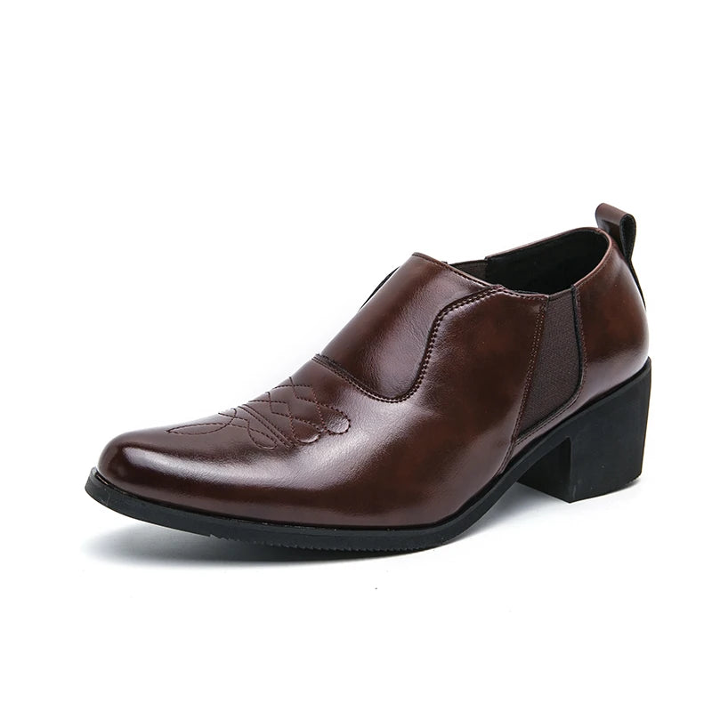 2024 Nieuwe mode heren formele kleding schoenen hoge hak mannelijke formele Chelsea Oxfords schoenen gespleten leren volwassen casual schoenen