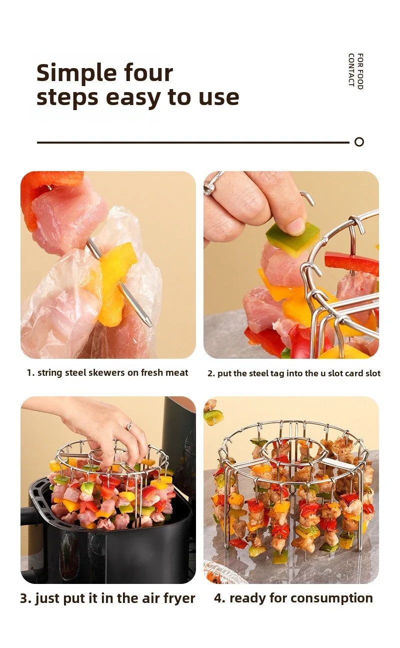 12/24/48 Spiesjes Keukengadgets Grill Airfryer RVS Grill Verticale Spies Hangend Oven Kebab Rek Kebab Houder