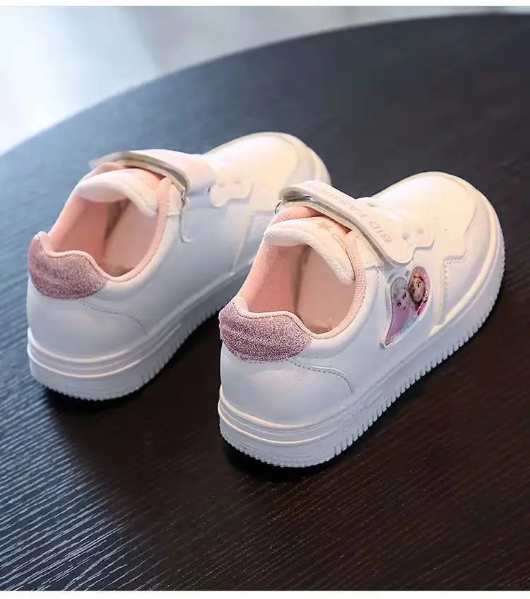 Unisex Children's Casual Shoes White Frozen Princess Elsa Anna Flats Light Running Soft Soles Fashion Brand Shoes