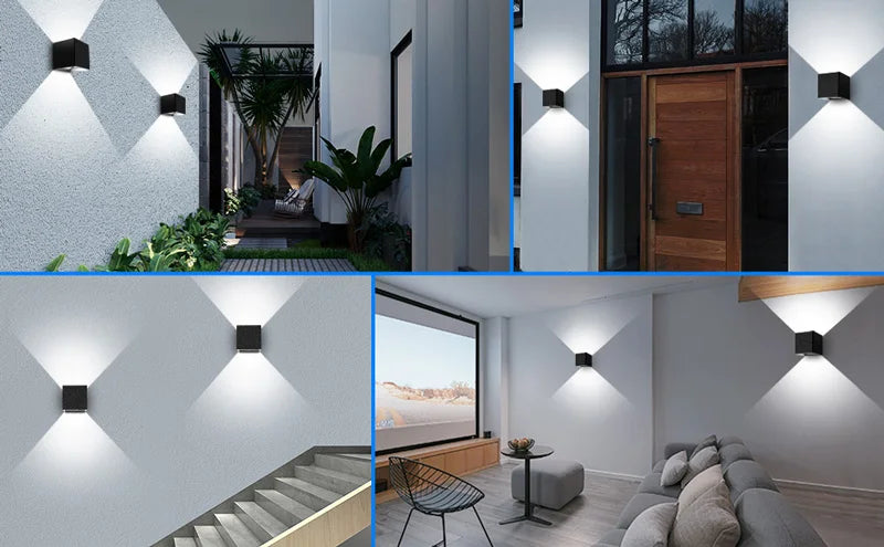 Aluminium LED-wandlamp voor buiten, waterdicht IP65, tuinverlichting, 6W 12W, wandlampen voor binnen, slaapkamer, woonkamer, trapverlichting