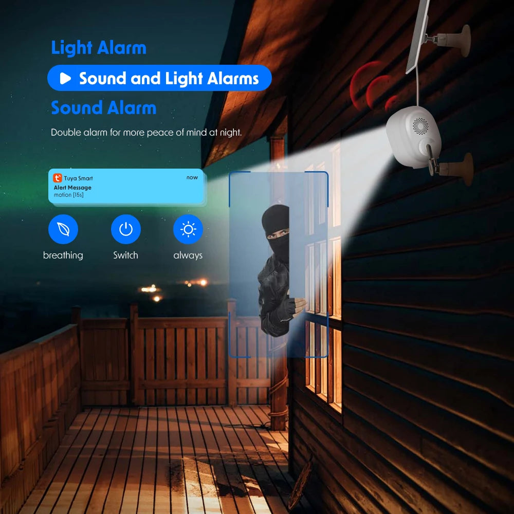 4MP Tuya Smart Wireless WiFi +BLE Buiten Batterij Zonne-energie Spotlight Menselijke Detectie Surveillance CCTV IP Netwerkcamera 2K