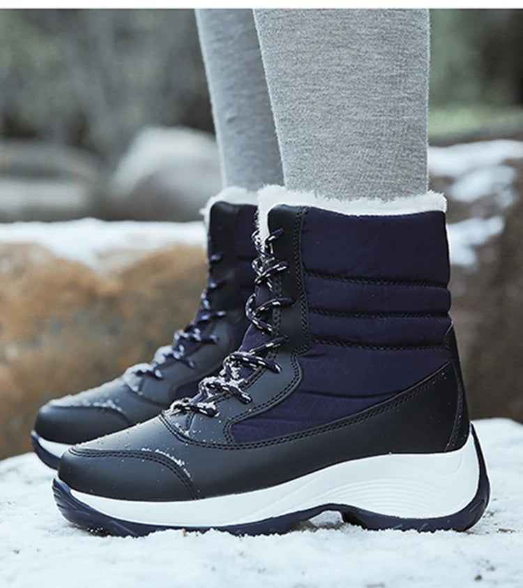 Women's Boots Snow Solid Shoes Woman Platform Women Shoes 2025 Trend Mid Women's High Boots Plush Women Boots Botas Mujer