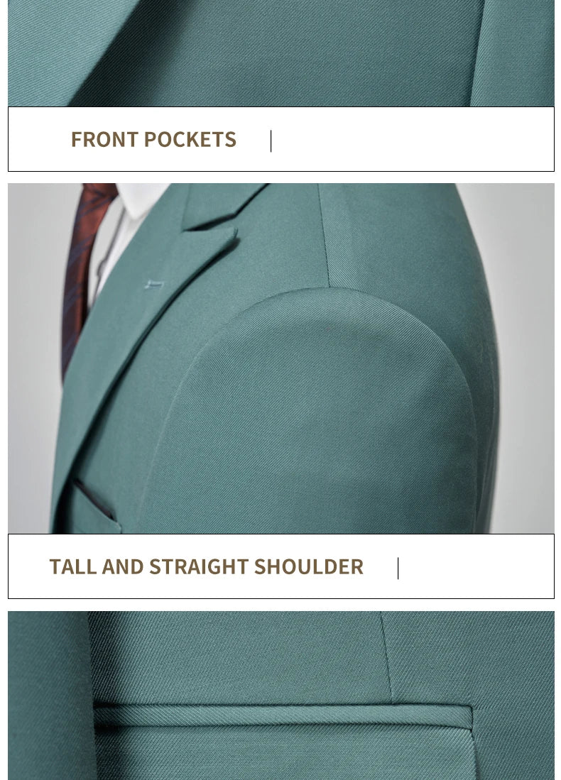 Men's Italian Business Gentleman Slim Suit, Groom Wedding Blazers, Italian Costume - Sizes M to 5XL