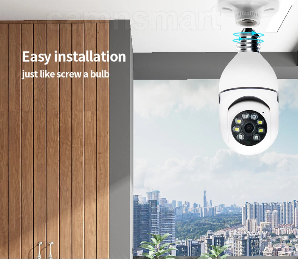 6MP Tuya E27 Bulb Camera WIFI PTZ Videobewaking Babyfoon Kleur Nachtzicht Binnen Smart Life APP Bediening IOS Android