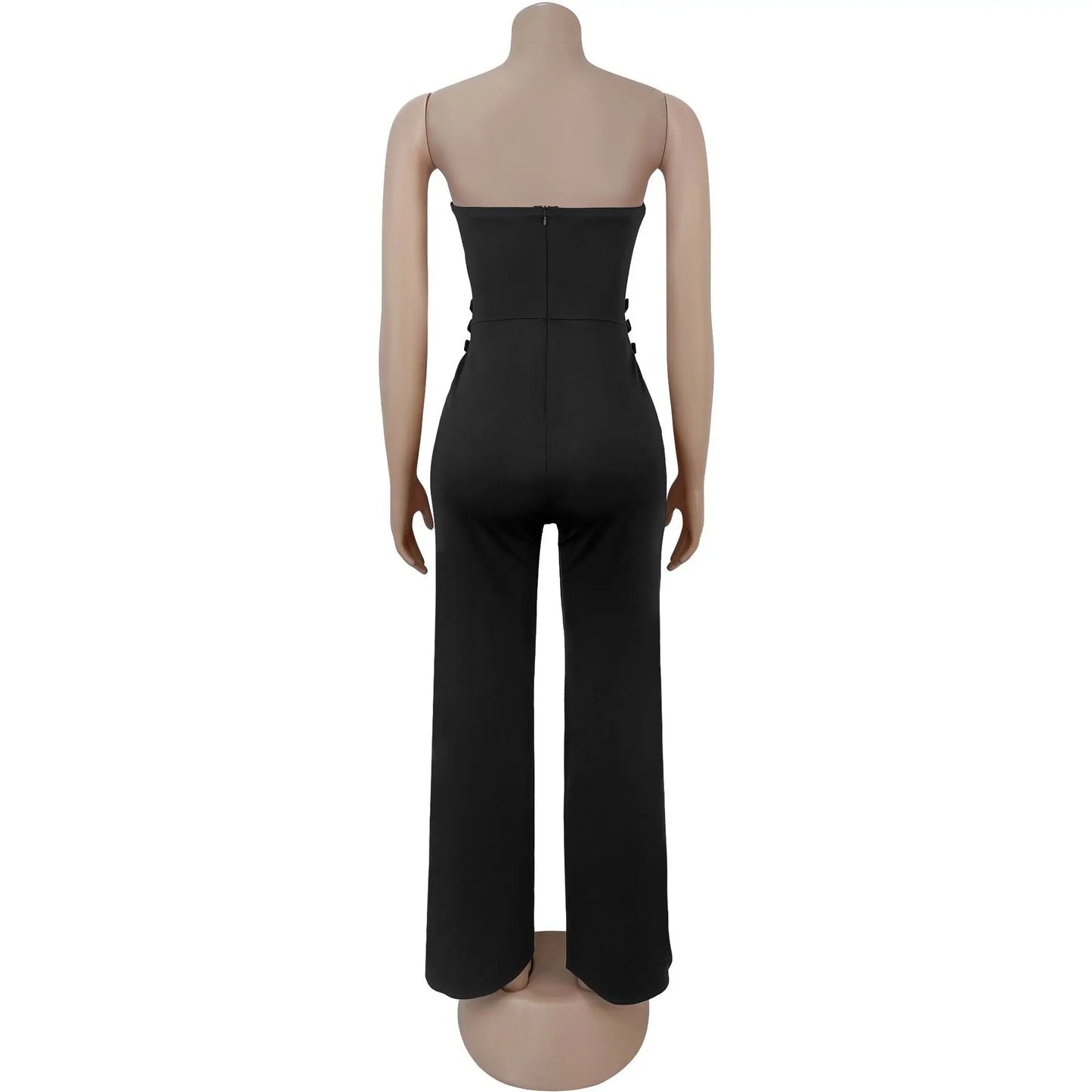Women Sexy Strapless Buckle Belt Jumpsuits Casual Overalls Rompers