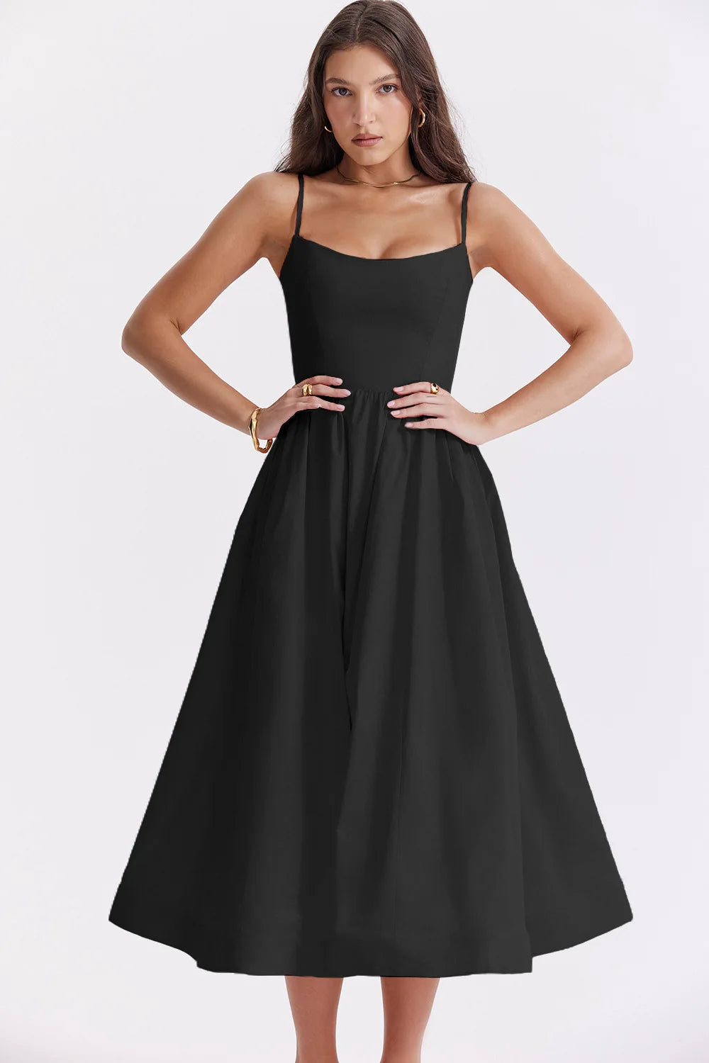 Chic Elegant Party Dresses for Women Solid Spaghetti Strap Sleeveless Long Dress Holiday Beach Sundress Robe Femme Été