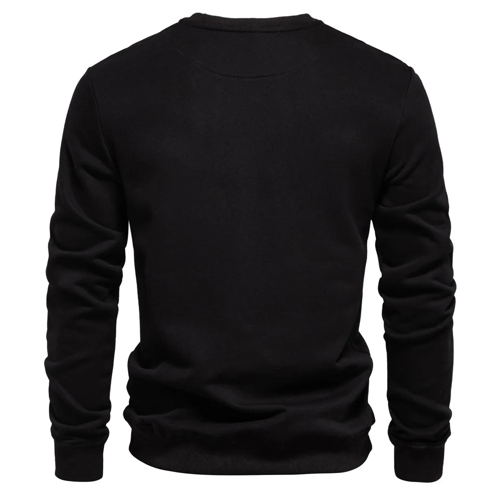 Men's Cotton-Blend Crew Neck Solid Colour Sweatshirts Pullover Casual Sport Sweatshirt for Men