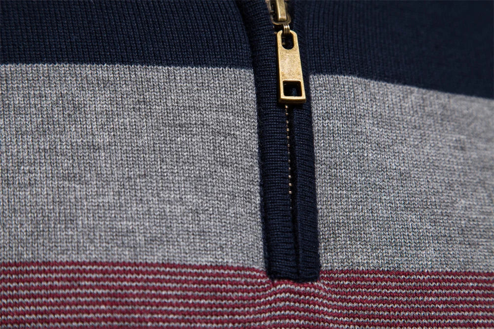 Men's Cotton Mock Neck Stand Collar Sweaters Quarter Zipper Pullover Autumn Winter Warm Social Casual Sweater for Men