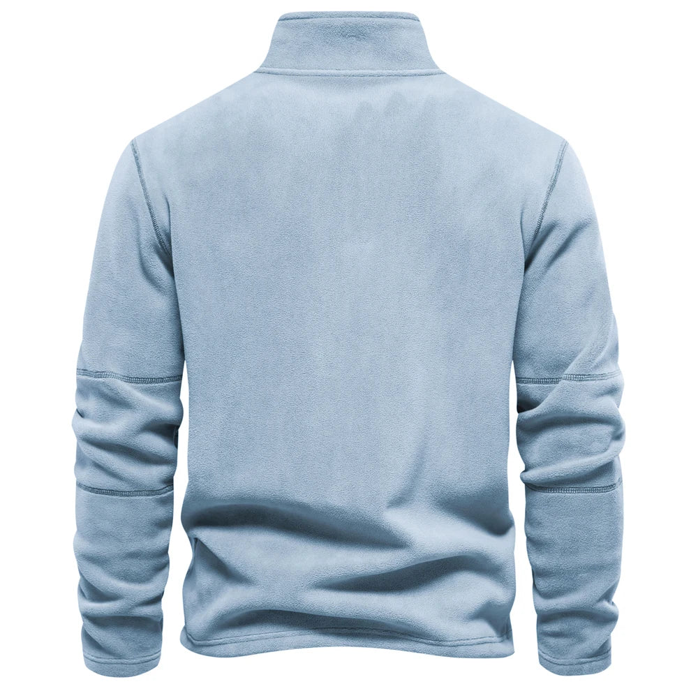 Men's Quality Thickened Warm Fleece Jacket for Men Zipper Neck Pullover Male Sweatshirt Soft Shell Jacket