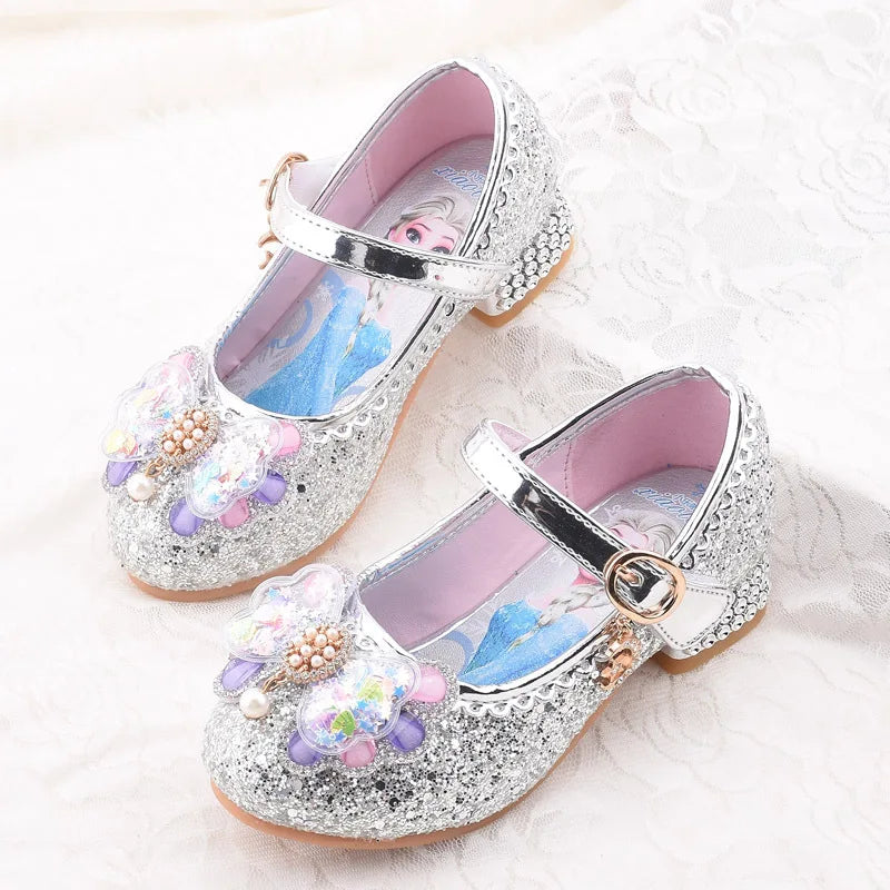 Kid fashion shoes Girls Sandals Frozen 2 Elsa Princess Shoes Little Girls Crystal Shoes Children High Heels Catwalk Show Shoes