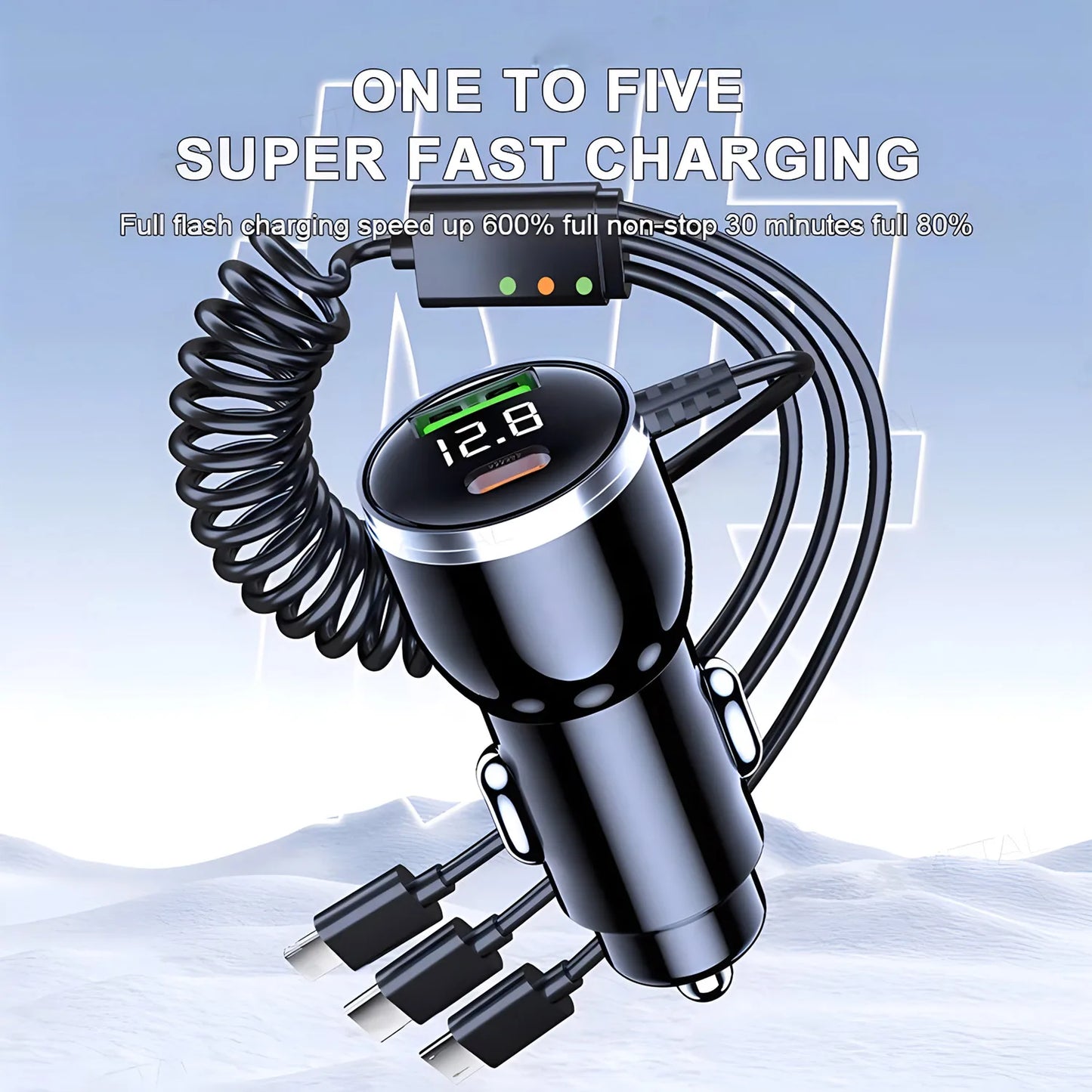 230W Car Charger 5 Ports Fast Charge PD QC3.0 USB C Car Phone Charger Type C Adapter in Car For iphone Samsung Huawei Xiaomi