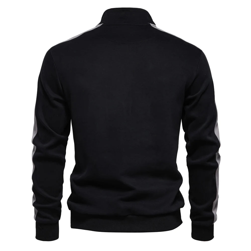 Men's Mock Neck Quarter-Zip Sweatshirts Causal Social Pocket Light-Weight Stand Collar Pullover Sweatshirt for Men
