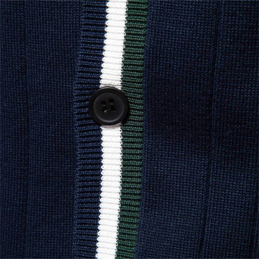 Men's Cotton Cardigan Sweater V-Neck Button-Up Casual Youth Knitted Sweaters for Men