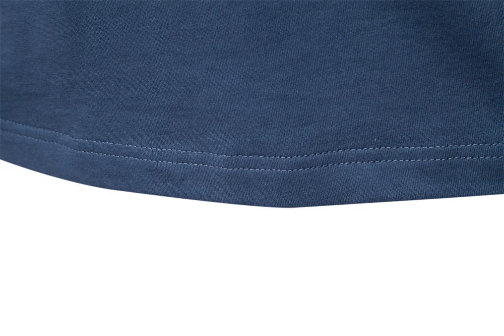 Men's Long Sleeve Fashion High Quality Cotton T-Shirt With Button Collar Basic Male T-Shirt