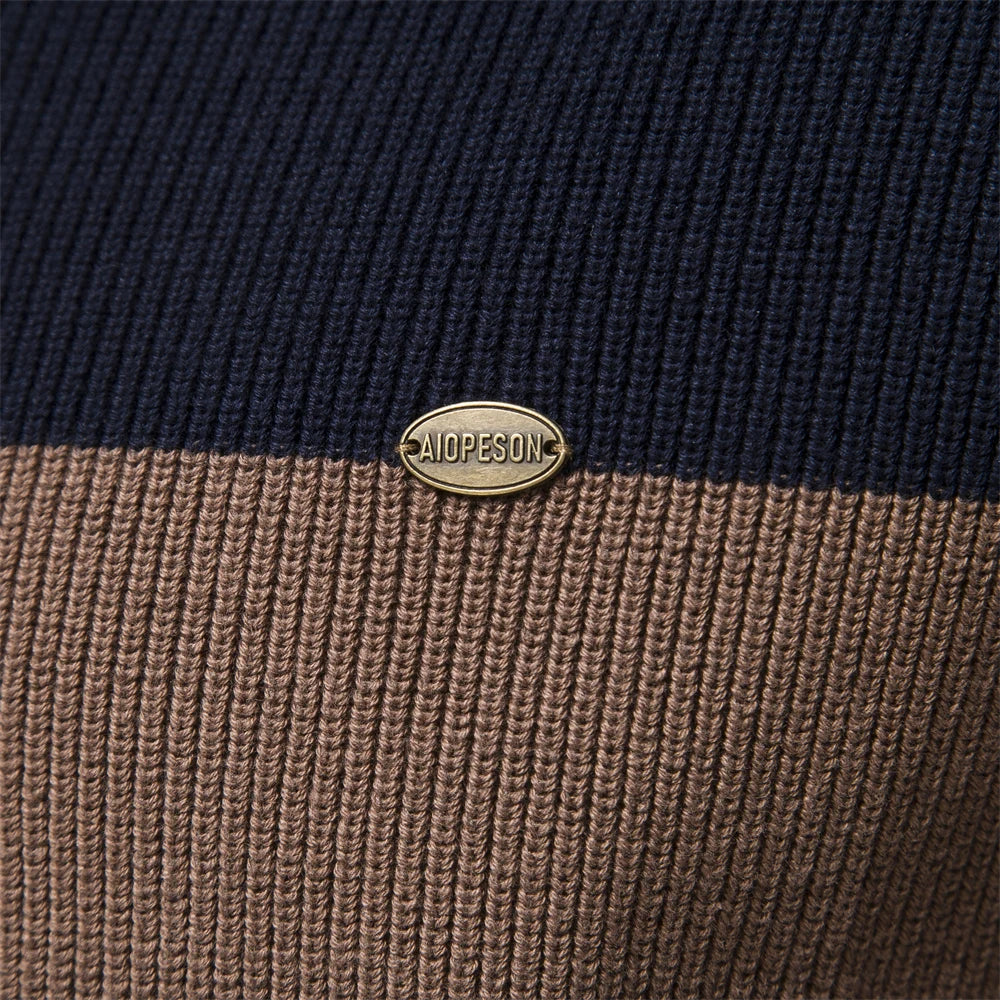 Men's Autumn and Winter Patchwork Colour Sweater For Men Zipper Cardigans High Quality Male Cotton Sweater