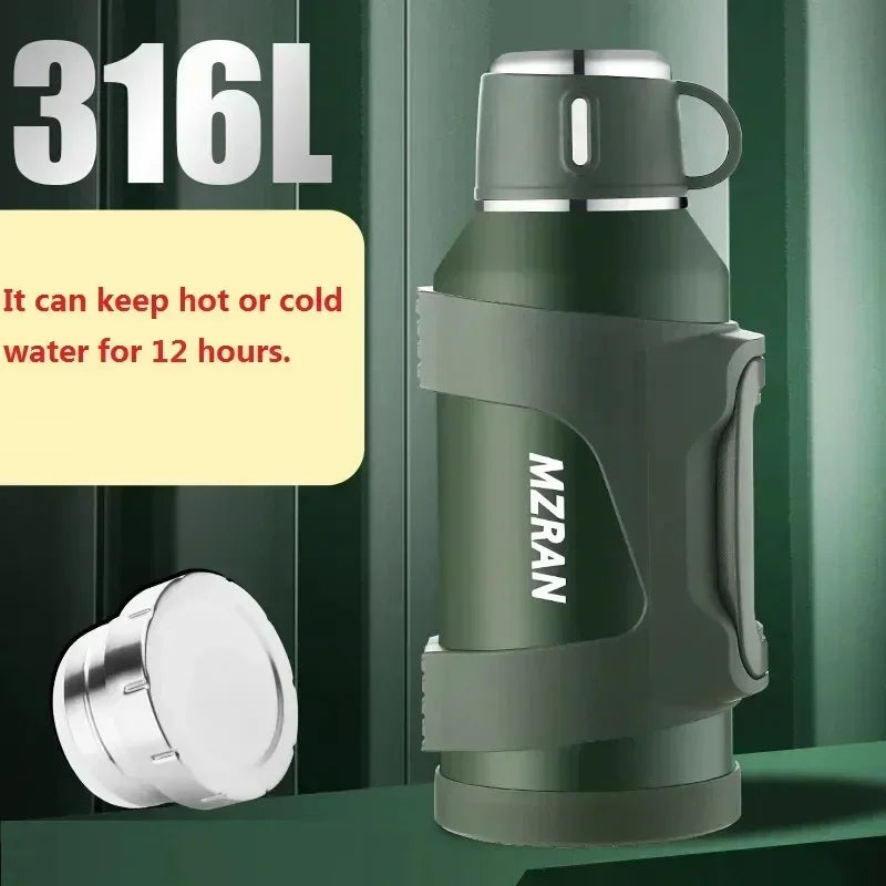 316 roestvrijstalen thermosfles met grote capaciteit, 2L/3L, buitenreiskoffiemokken, thermische vacuümwaterfles, thermische mok
