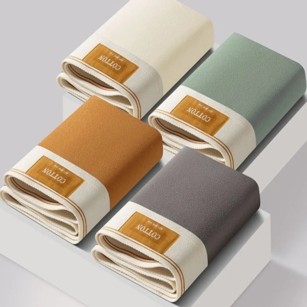 4 stuks ademende boxershorts voor heren, effen kleur, plus maten L-4XL, middelhoge taille, naadloos ondergoed, polyester, jongensondergoed
