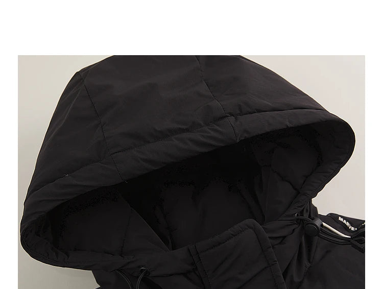 Women's Long Puffer Coat With Striped Webbing, Oversized Straight-Cut Sporty Style, Duck Down Thick Warm Jacket
