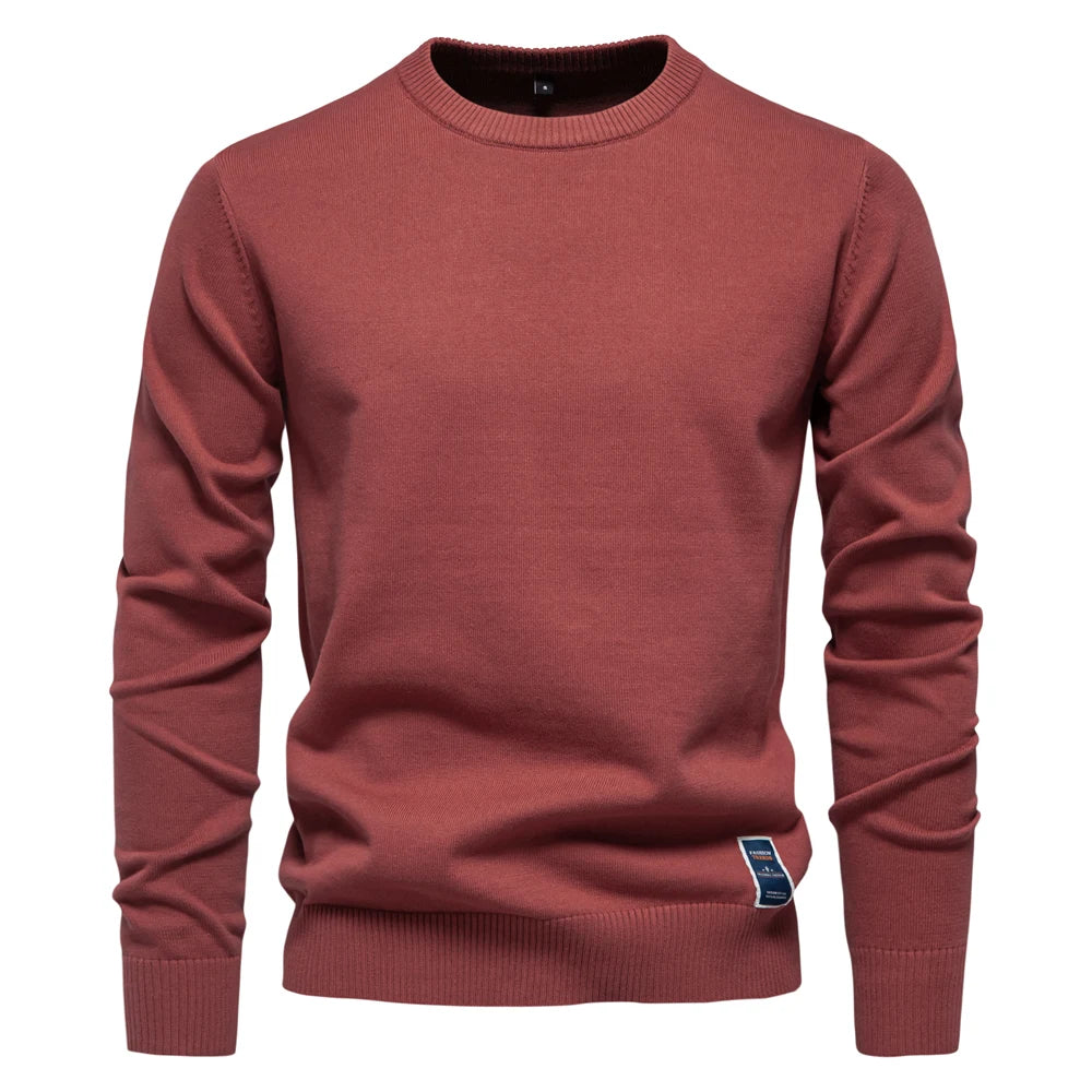 Men's Solid Cotton Crew Neck Knitted Pullover Sweaters Casual Fashion Classic Sweater for Men