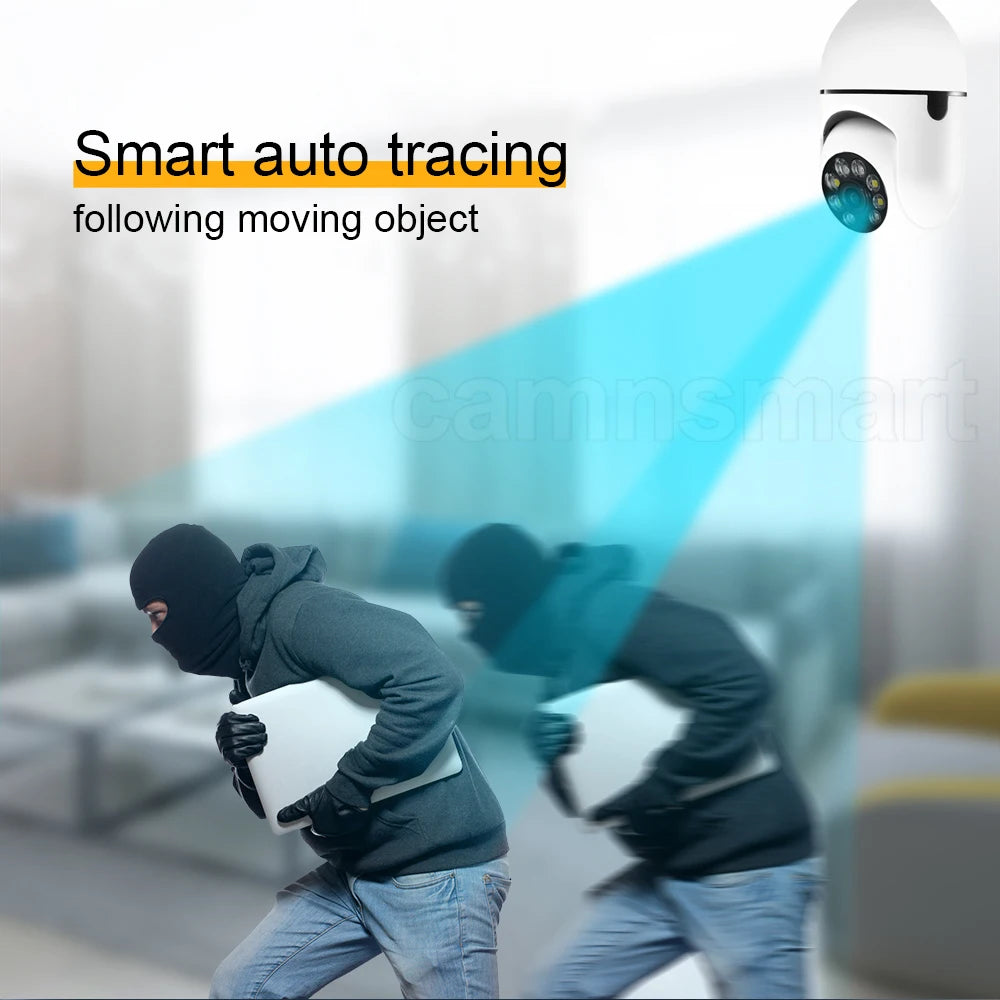 6MP Tuya E27 Bulb Camera WIFI PTZ Videobewaking Babyfoon Kleur Nachtzicht Binnen Smart Life APP Bediening IOS Android