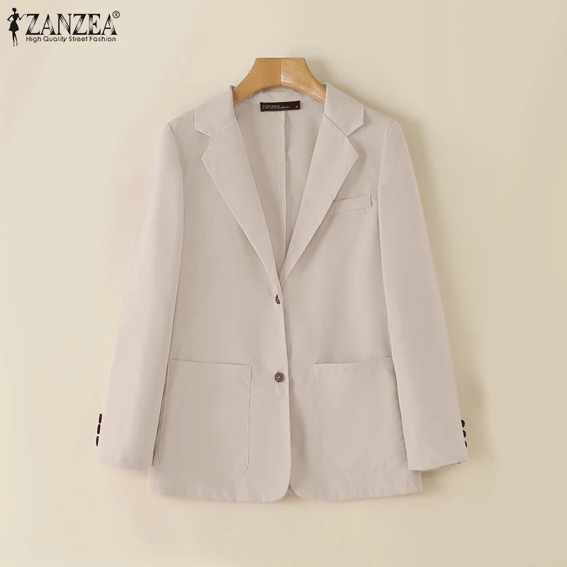 Office Wear Fashion Tops Long Sleeve Elegant Korean Style Women Suit Jackets Streetwear Notched Lapel Casual Blazer