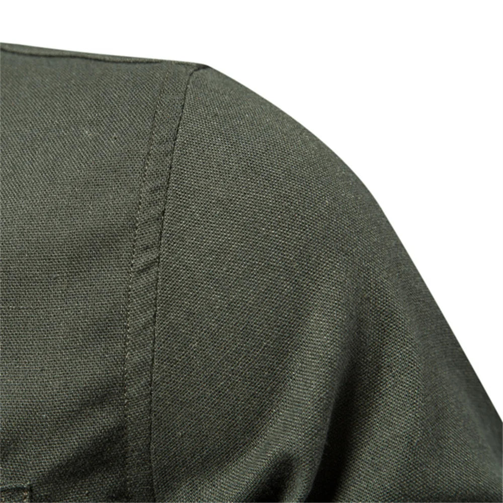 Men's 100% Cotton Social Spring Shirts Single Pocket Solid Colour Long Sleeve Shirts Turn-down Collar For Men