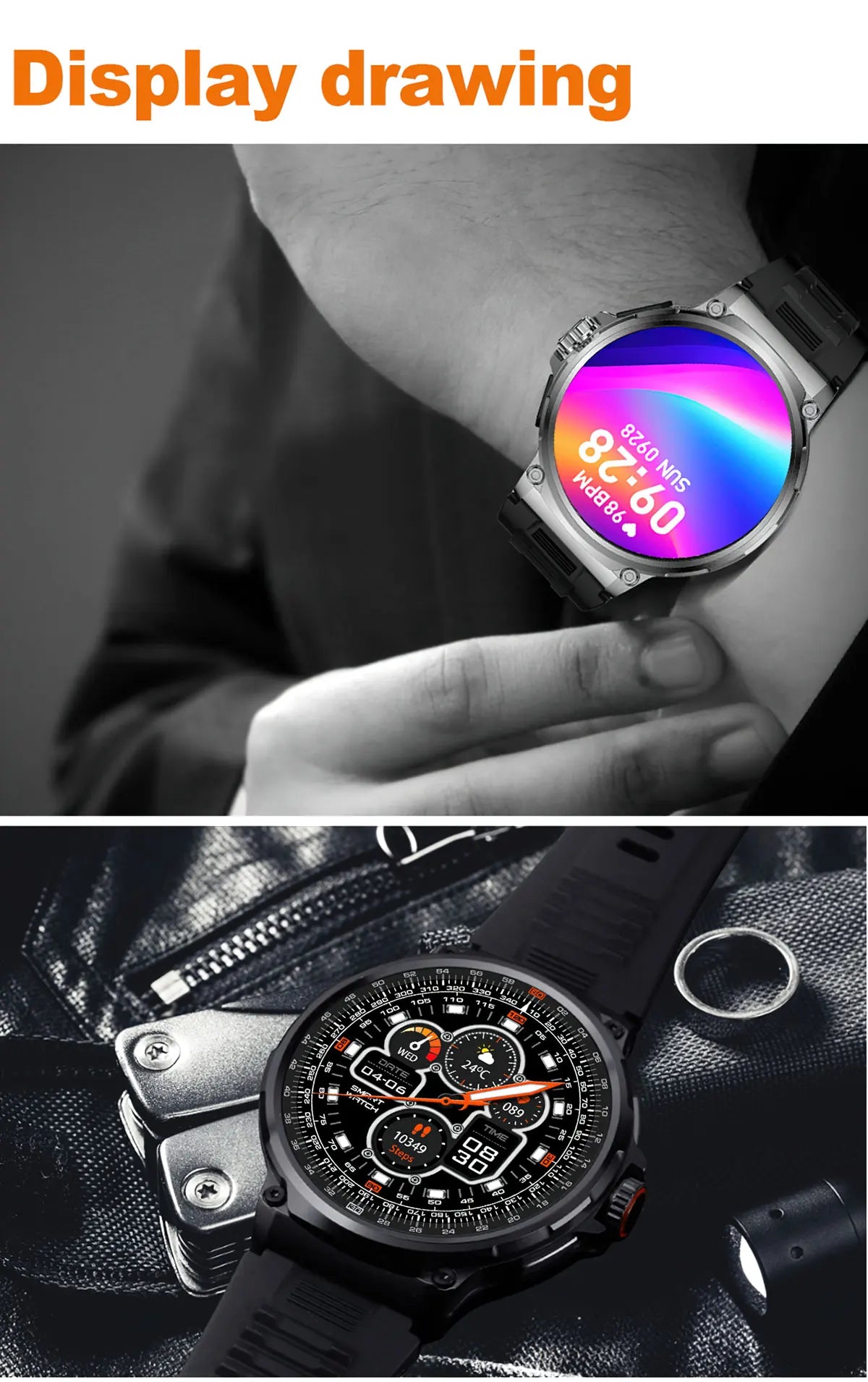 2025 GPS Track Smartwatch 1,85-inch Ultra HD AMOLED-scherm 710mAh-batterij Bluetooth Call Smartwatch voor mannen - Compatibel met HUAWEI en Xiaomi iOS