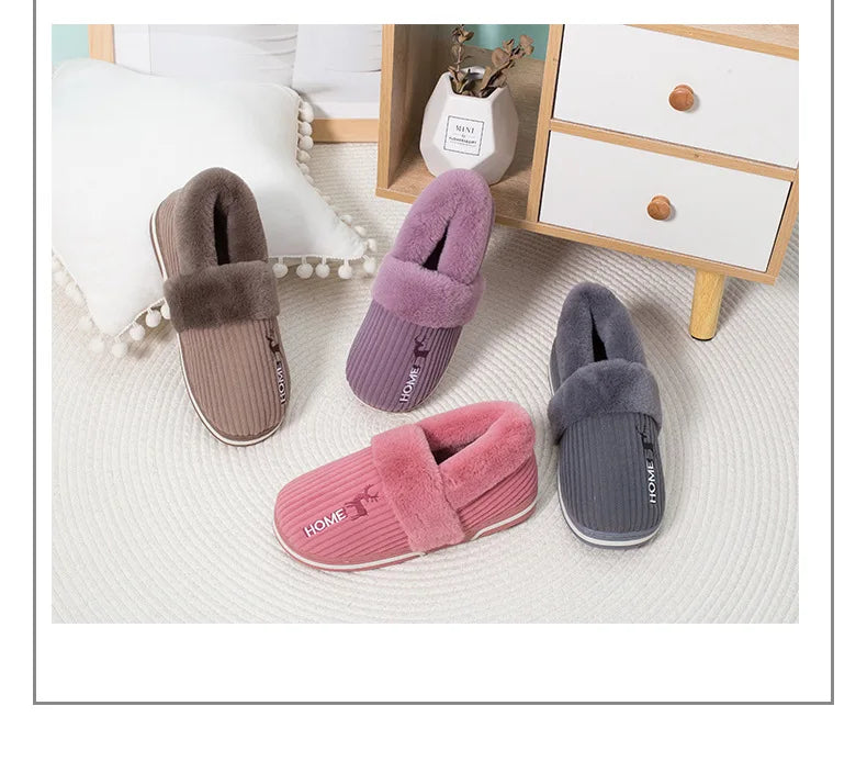Unisex Warm Plush Winter Slippers Indoor Furry Fluffy Cotton Slides Suitable As Comfortable Home Bedroom Shoe For Men & Women