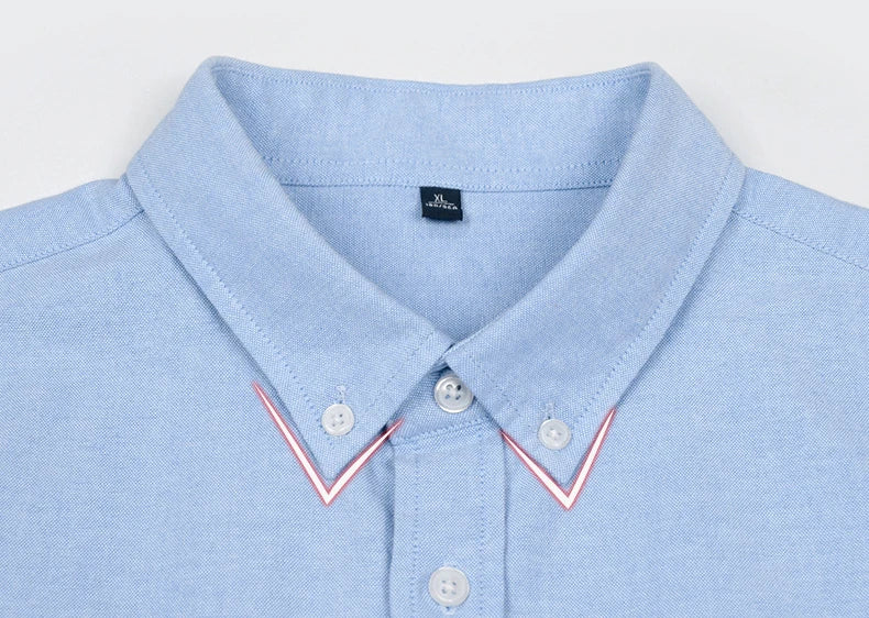 Men's Slim-Fit Oxford Cotton Shirt, Long Sleeves, Casual Breathable Fabric, Exquisite Craftsmanship, Brand with OEM Processing