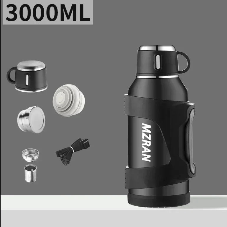 316 roestvrijstalen thermosfles met grote capaciteit, 2L/3L, buitenreiskoffiemokken, thermische vacuümwaterfles, thermische mok