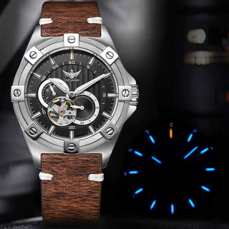 Yelang V1024 Men Brand Watches 44mm Japan Miyota 82S7 Automatic movement Luminous Men 100m Water-Resistant Watch Military Style