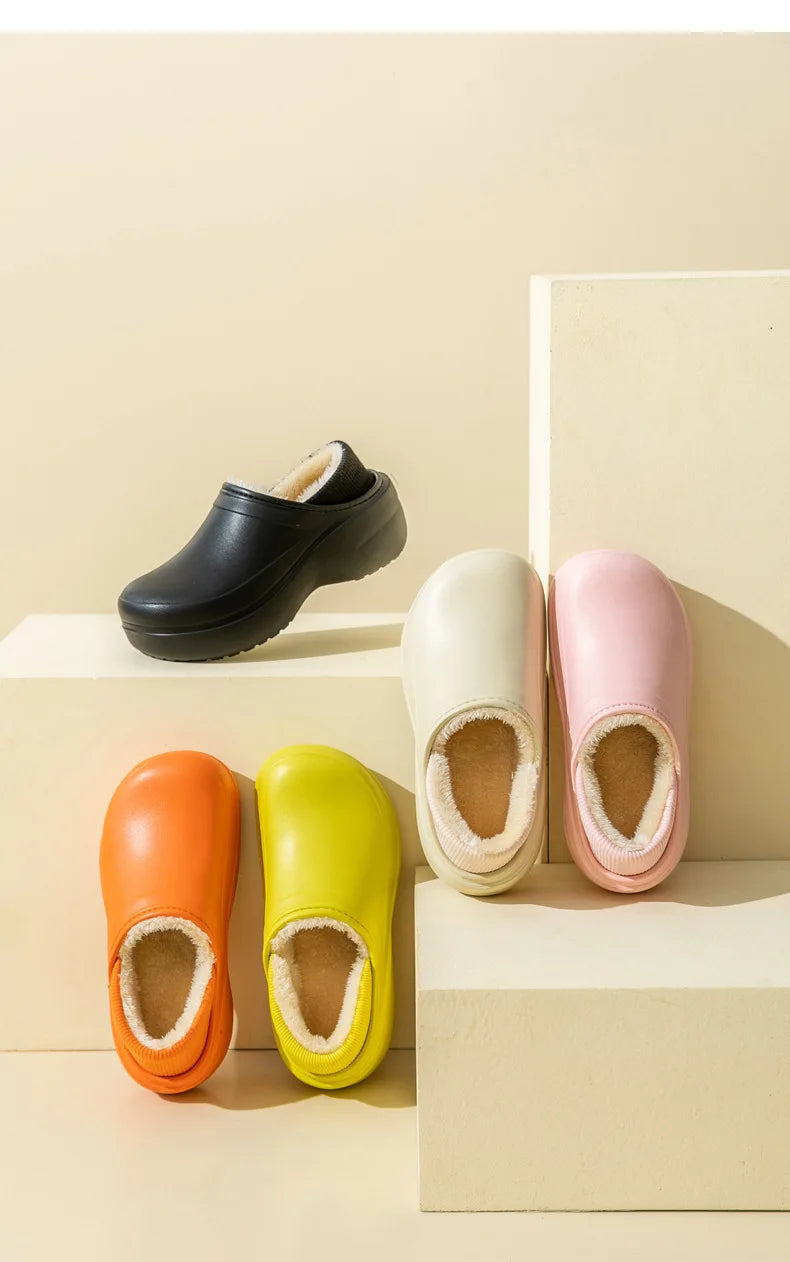 Women's Winter Warm Fashion Furry Slippers Cotton Slides For Outdoor Indoor Couples Use With Non-Slip Thick Sole Plush Fluffy Ladies' Slippers
