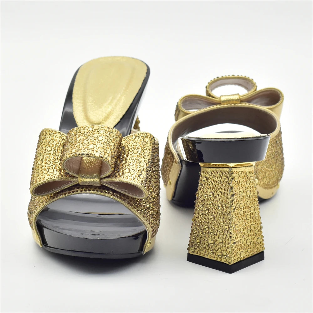 Italian Shoes with Matching Bag for Wedding Shoe and Bag Set for Nigeria Party Italy African Women Party Pumps with Rhinestone