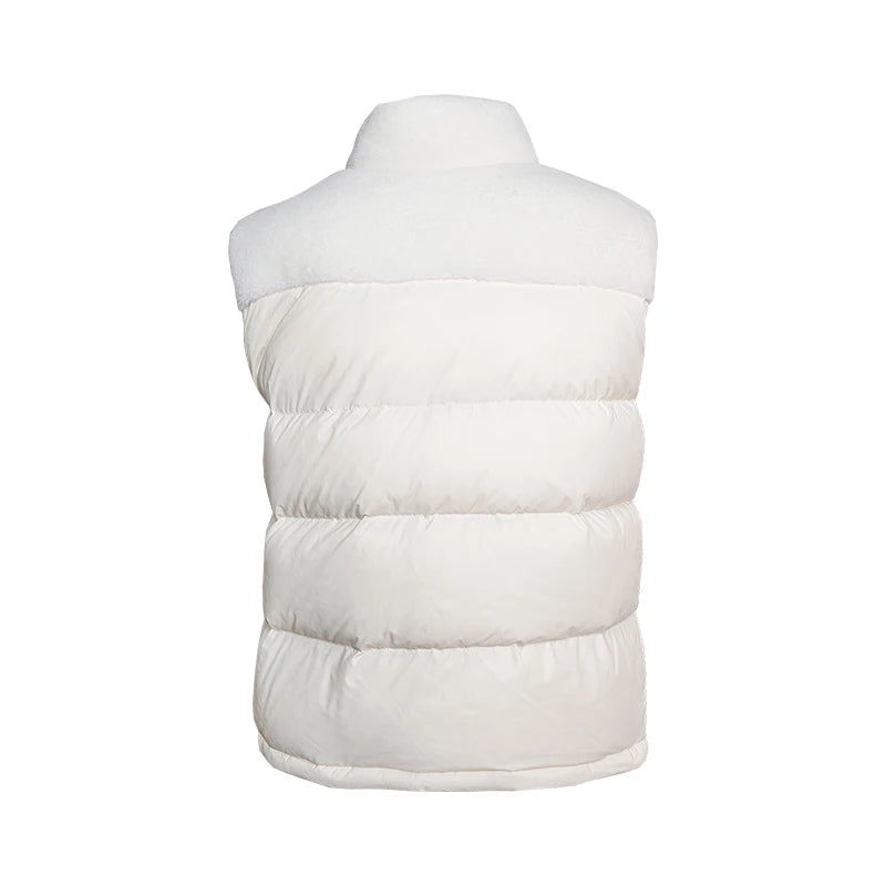 Women's High-Quality Woollen Luxury Jacket, Thick White Duck Down Vest Coats For Ladies