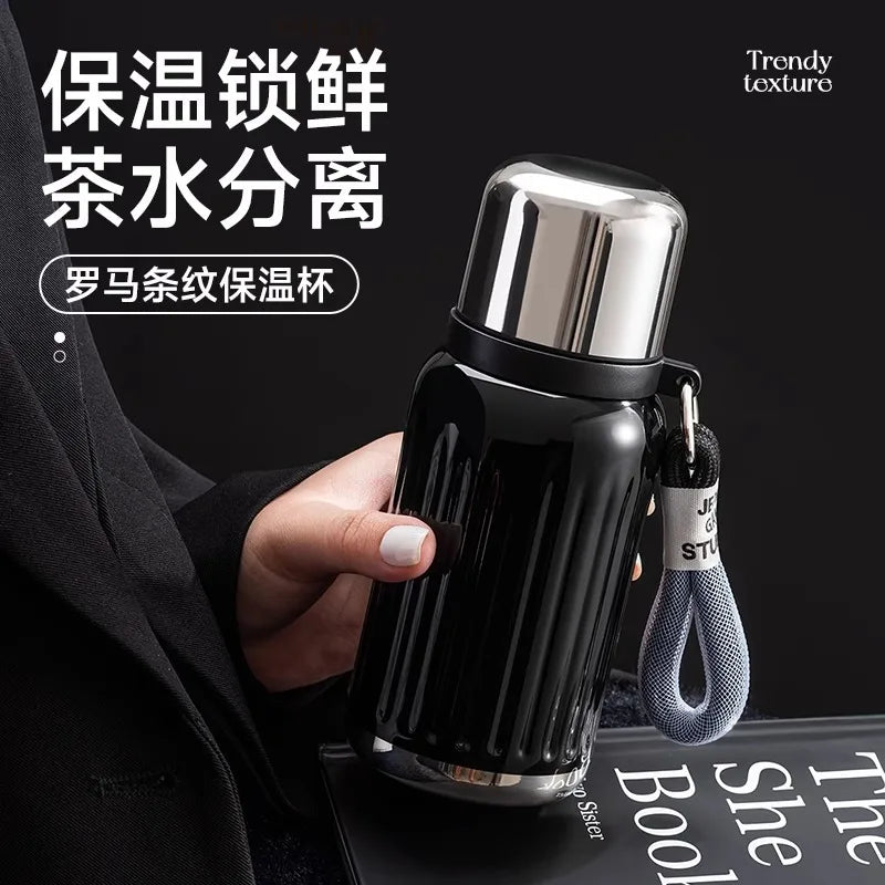 Vakuumisolierte Thermosflasche aus Edelstahl 316 – 24/12 Stunden Heiß-/Kältespeicherung, auslaufsicher, minimalistisches Design, Reisebecher für Büro und Auto