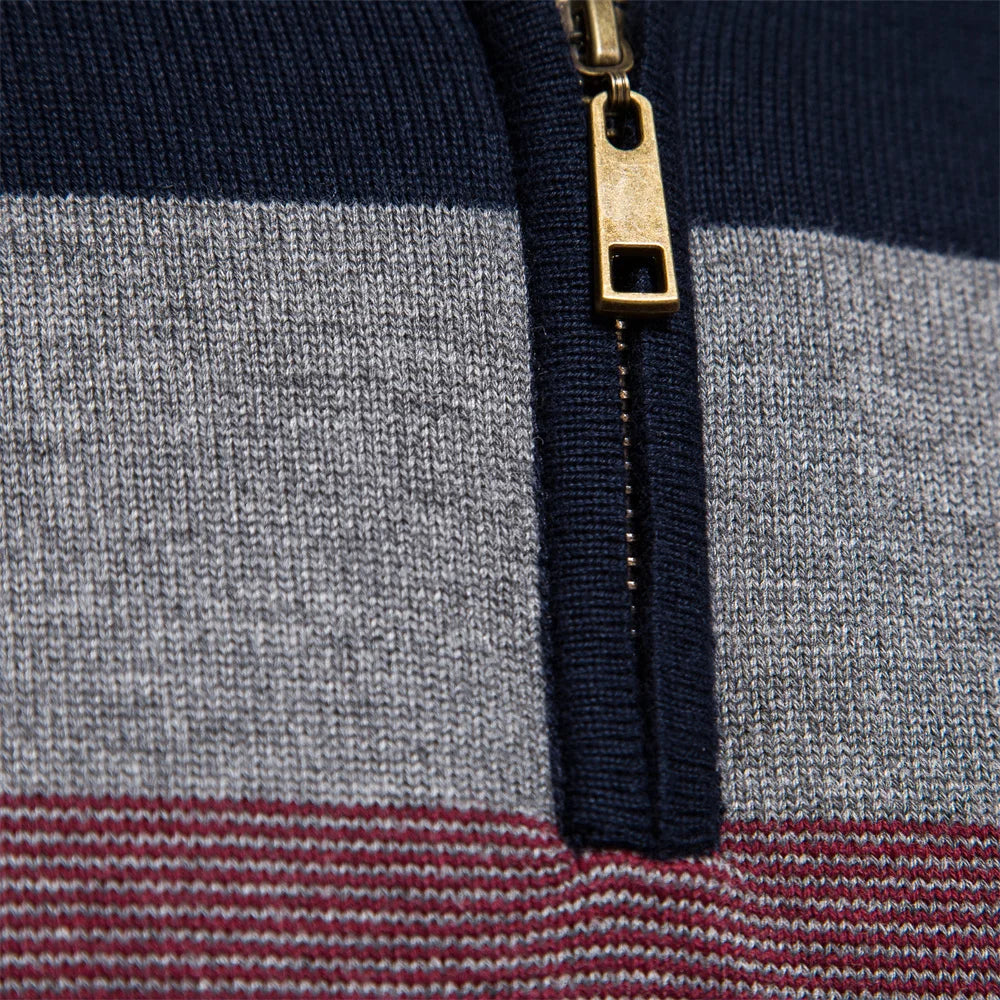 Men's Cotton Mock Neck Stand Collar Sweaters Quarter Zipper Pullover Autumn Winter Warm Social Casual Sweater for Men