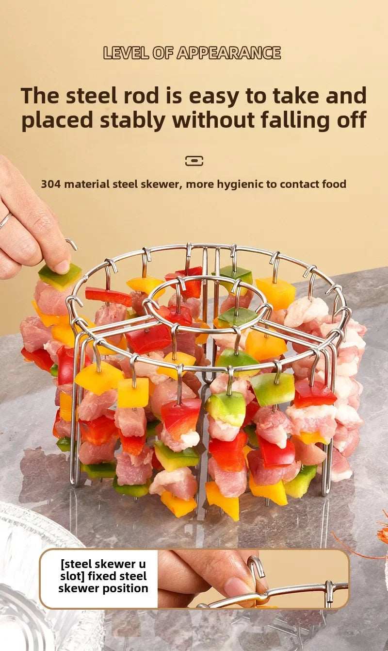 12/24/48 Spiesjes Keukengadgets Grill Airfryer RVS Grill Verticale Spies Hangend Oven Kebab Rek Kebab Houder